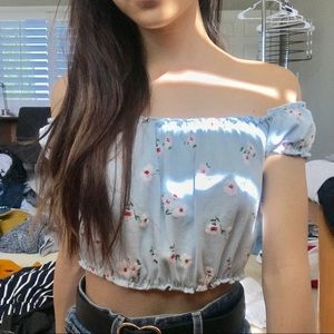Floral off the shoulder crop top